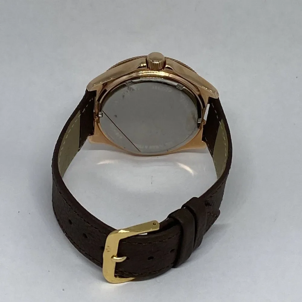 Fossil AM4622 Women's Brown Leather Analog White Dial Genuine Wrist Watch HK953